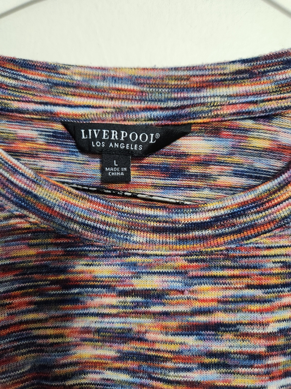 Liverpool Multicolor Striped Ruched-Side Crewneck Top - Picture 2 of 4